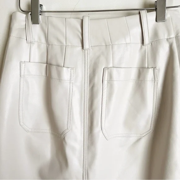 Anthropologie MAEVE Elegant Bone Vegan Leather Maxi Skirt - Picture 5 of 7